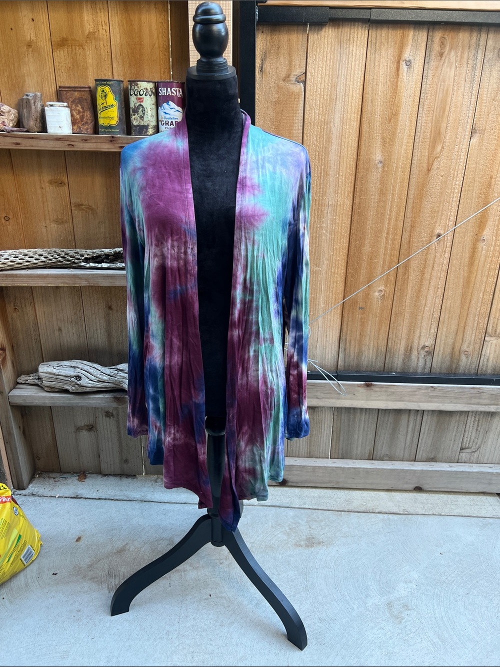 Women's Tie-Dye Open Front Cardigan Jacket - Multicolor